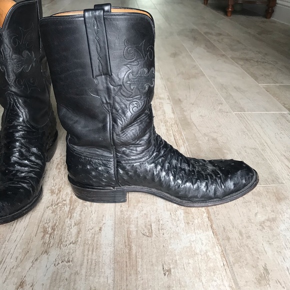 Lucchese Men's Full-Quill Ostrich Roper Boots - Picture 7 of 15